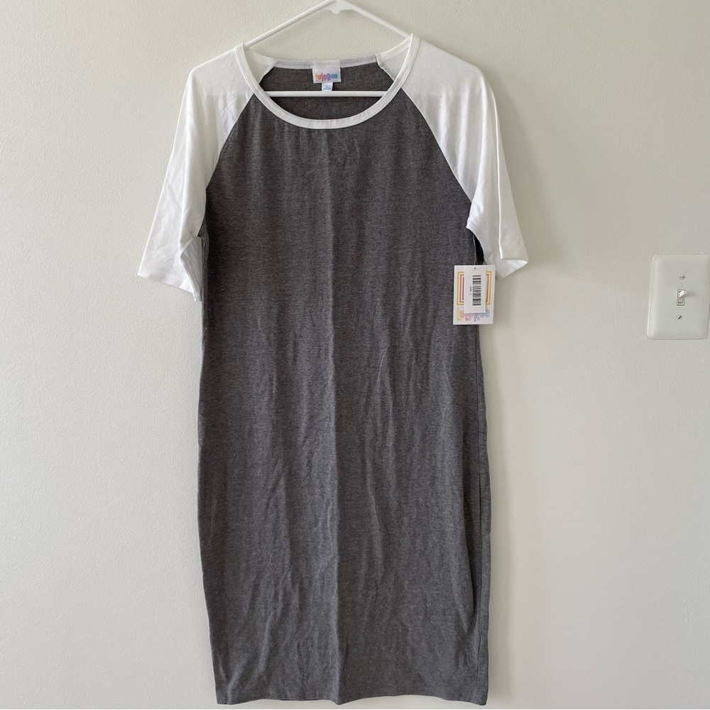 LuLaRoe Women’s Julia Charcoal and White Dress